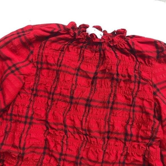 Zara red/black plaid smocked dress EUC 9Y - Picture 2 of 5